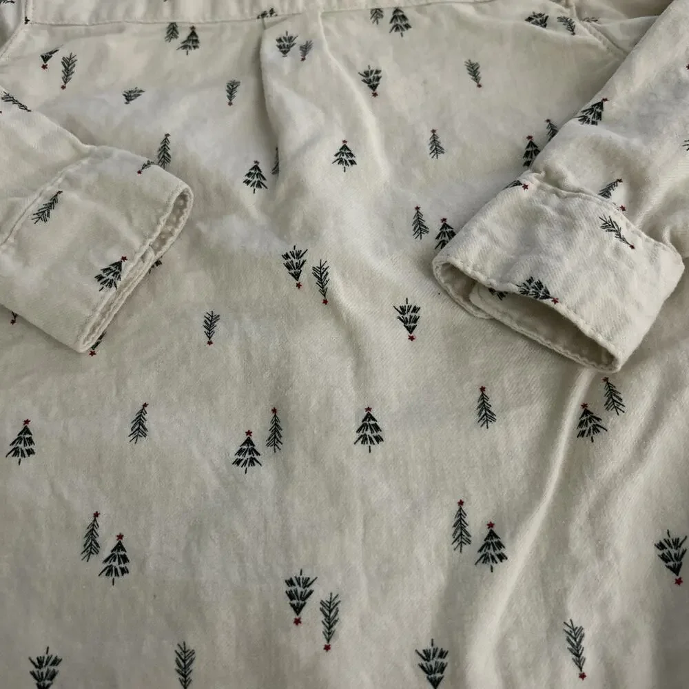 Carter's Boy’s 3T Button Down Shirt Flannel Christmas Tree Holiday Cotton